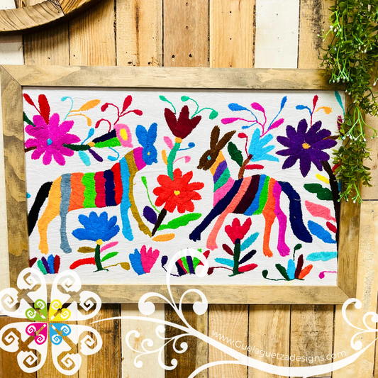 Large Horizontal Embroidered Otomi Frame - Wall Art