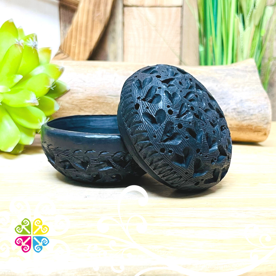 Medium Round Jewelry Box - Barro Negro Oaxaca