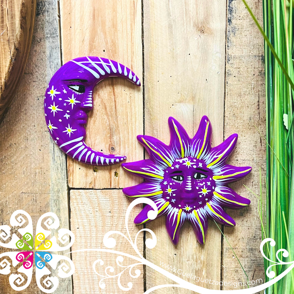 Small Magenta Sun & Moon Set - Wall Decor