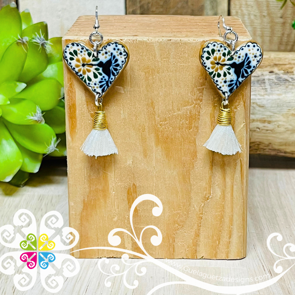 Corazon Colibri Earrings - Aretes Barro Alta Temperatura