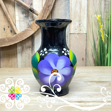 Small Black Clay Handpainted Vase - Barro Negro Oaxaca