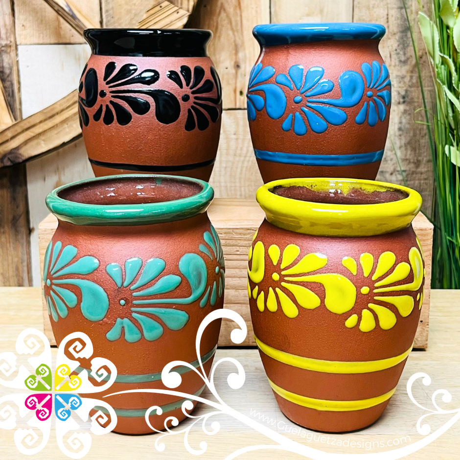 Set of Multicolor 4 Plumeado Cantarito Cup - Set Clay Cantarito