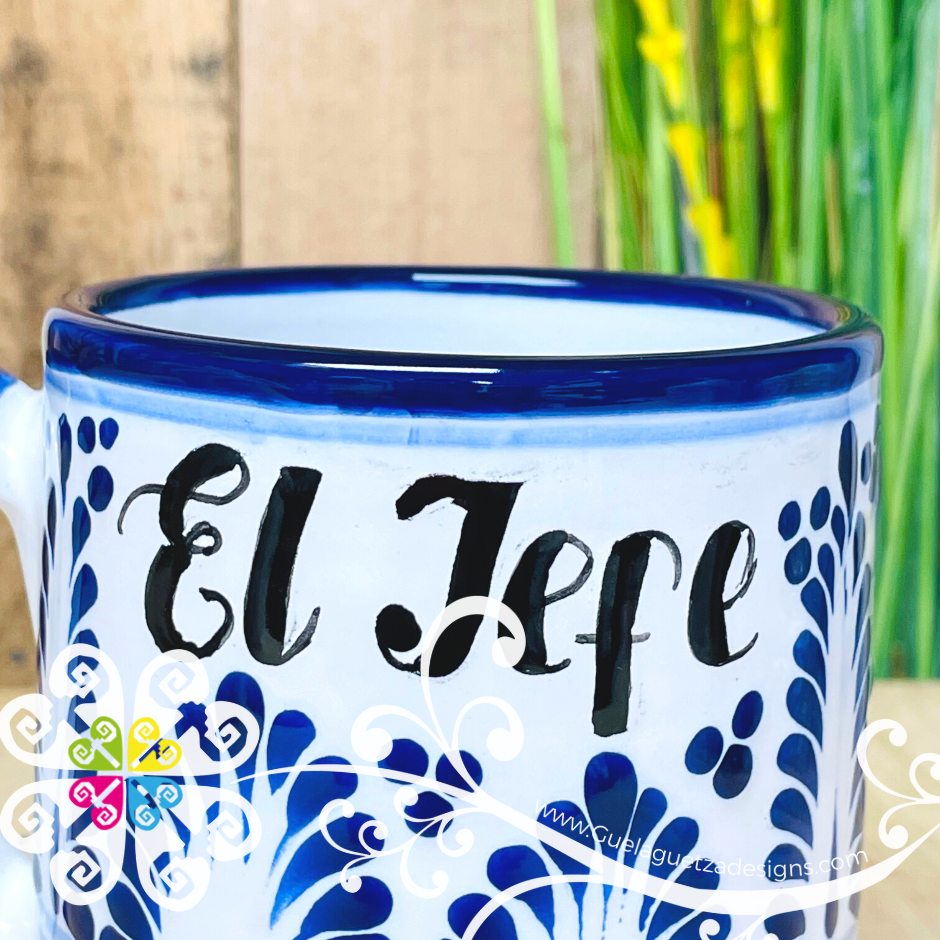 El Jefe Blue Talavera Mug - Single Talavera Mug