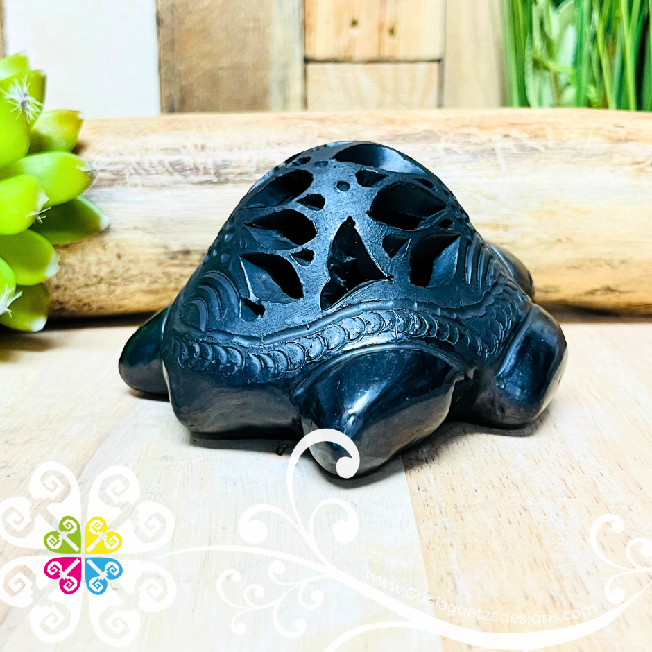 Medium Turtle Black Clay Figure - Barro Negro Oaxaca