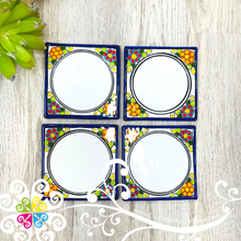 Multicolor Set of 4 Talavera Floral Bouquet - Mexican Coasters