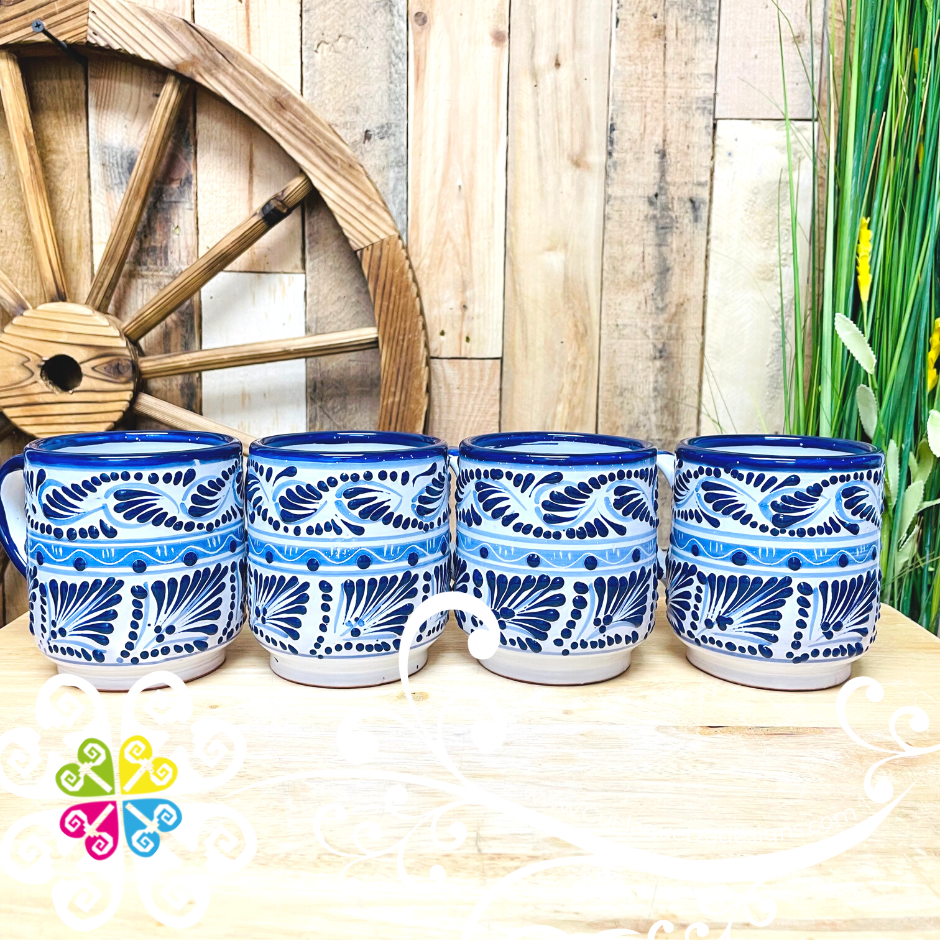 Set of 4 Blue Feathers - Talavera Mug