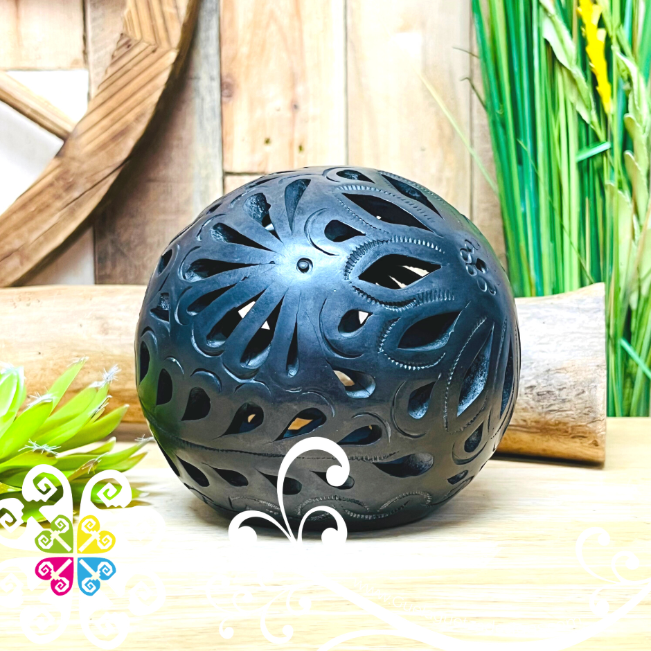 Small Circular Candle Holder - Barro Negro Oaxaca