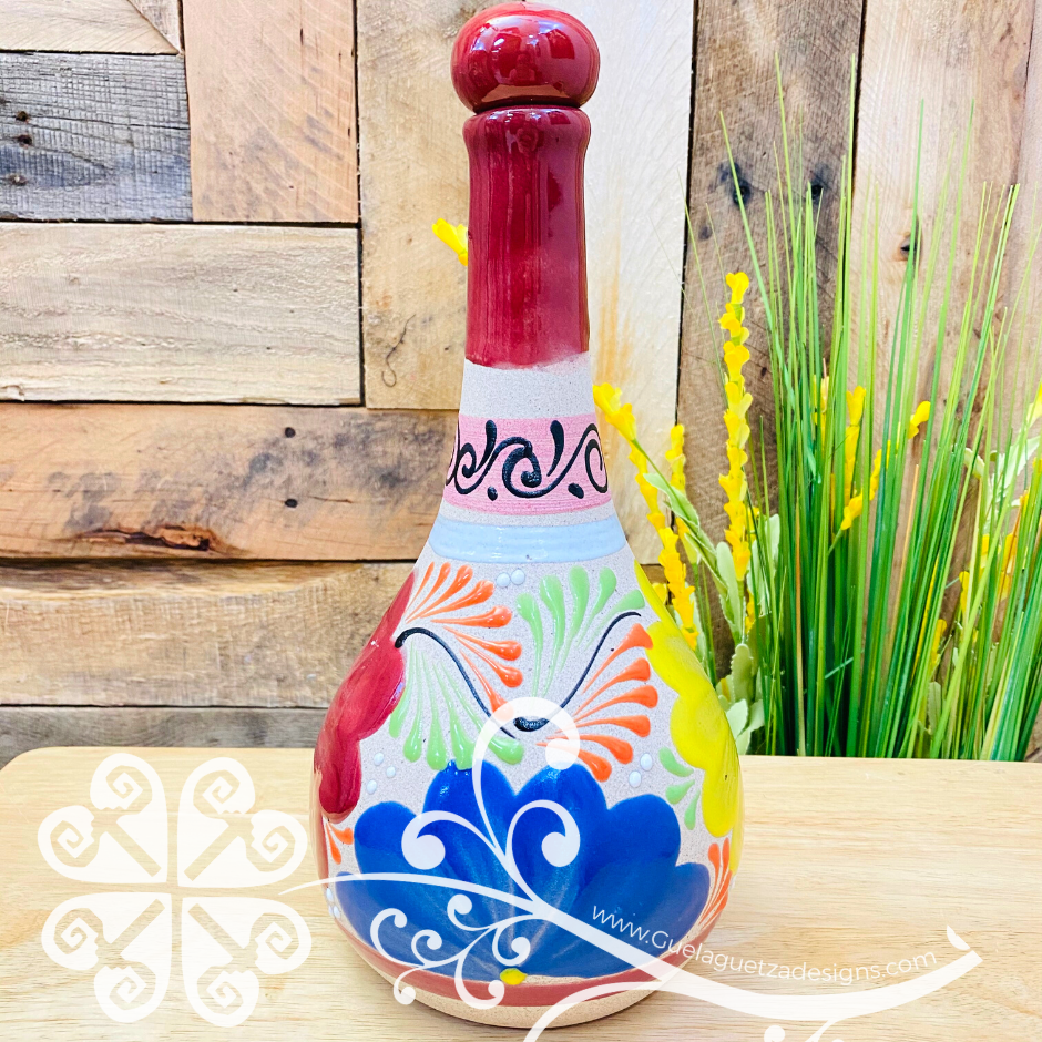 Floreada Garifa Tequilero - Tequila Clay Bottle