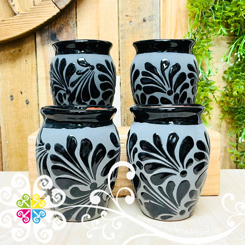 Set of Black/Gray Espiga Plumeado Cantarito Cup - Set Clay Cantarito