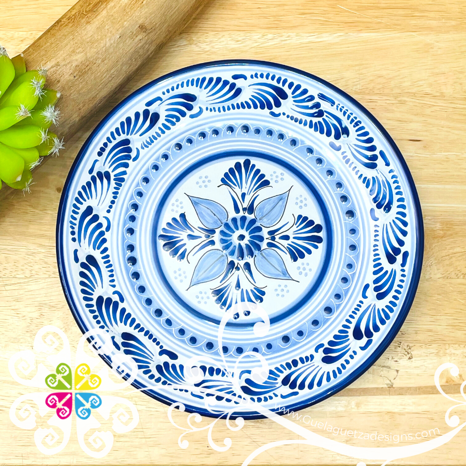 Large Blue Talavera Tray - Single Talavera Plate