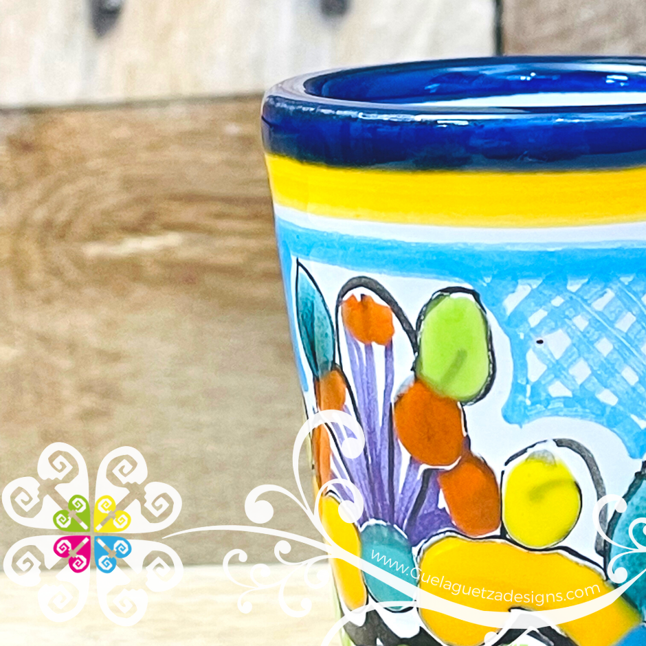 Single Floral Bouquet Talavera Tequilero Shot - Talavera Kitchen