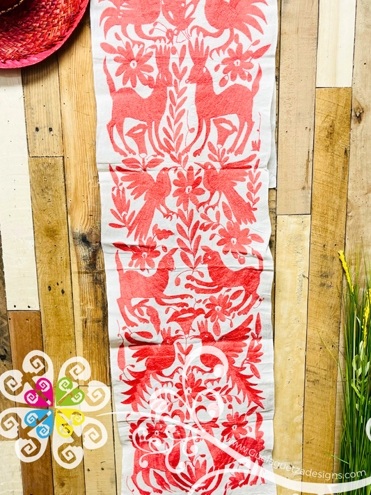 Salmon Large Solid Color Otomi Table Runner - Camino de Tenango