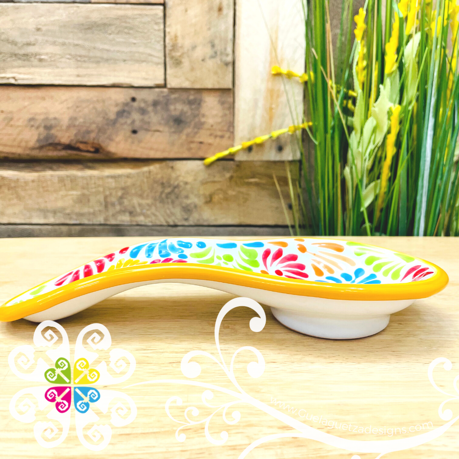 Multicolor Feathers Talavera Spoon Rest - Talavera Kitchen