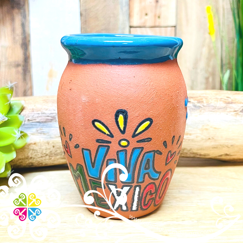 Set of 4 Viva Mexico Cantarito Cup - Set Clay Cantarito