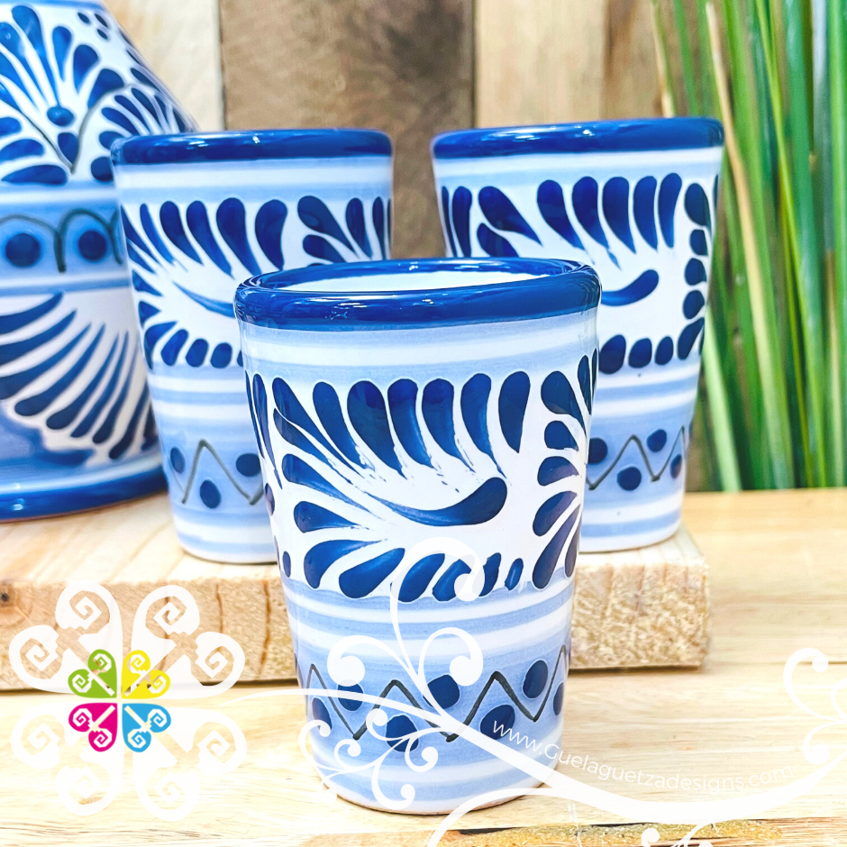 Blue Feathers Talavera Set Tequilero - Talavera Kitchen