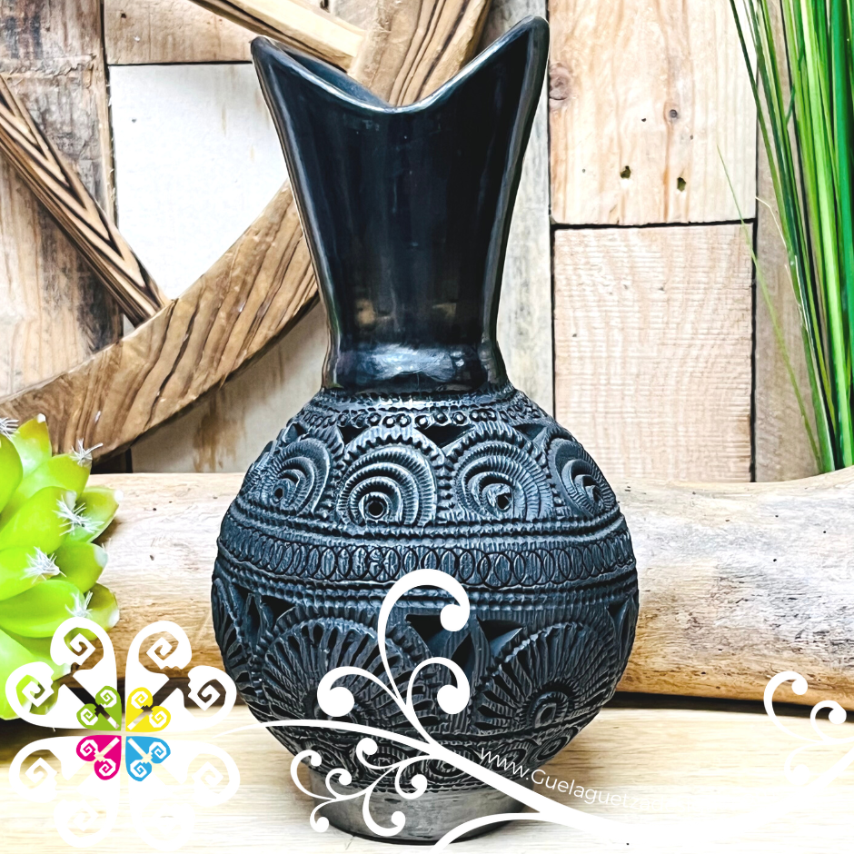 Medium Cartuchero Vase - Barro Negro Oaxaca