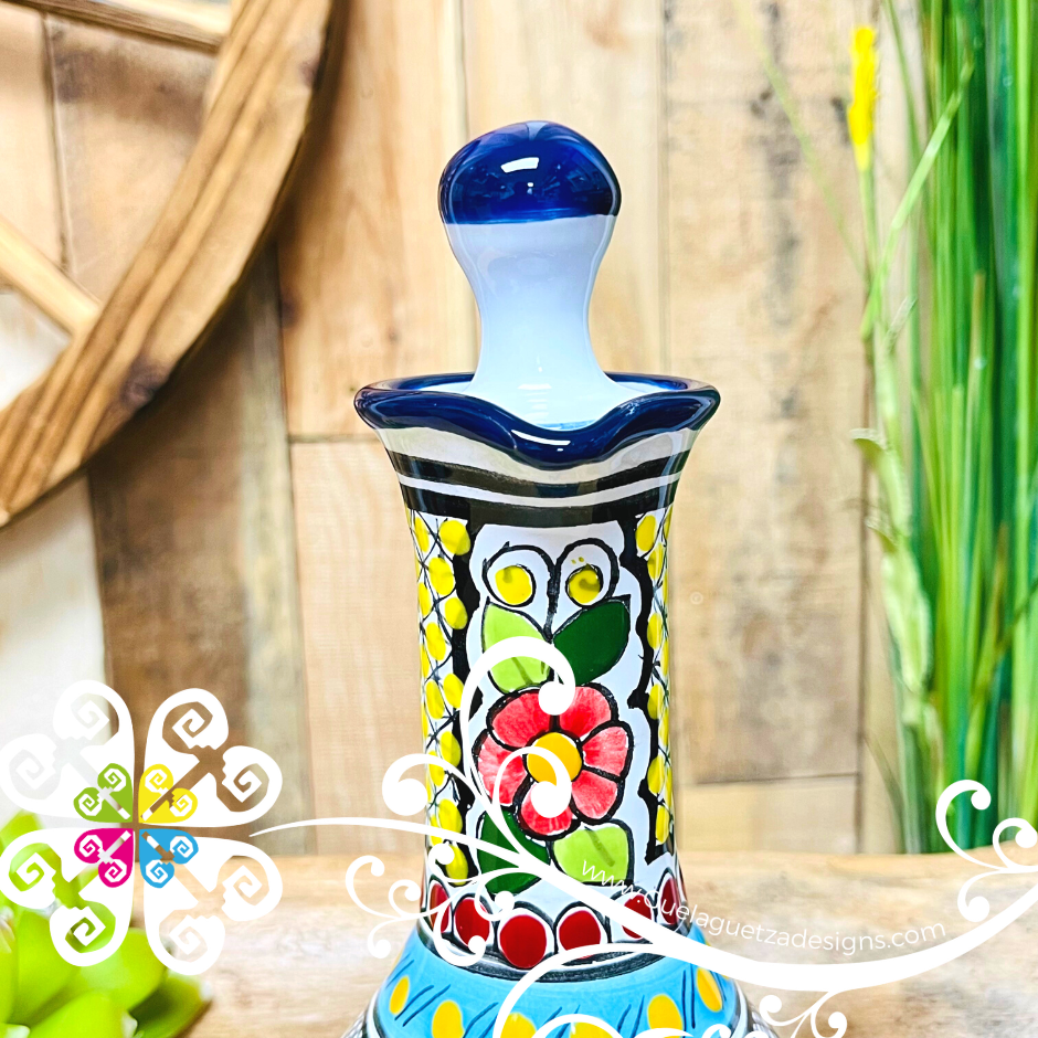 Blue Floral Bouquet Talavera Set Tequilero - Talavera Kitchen