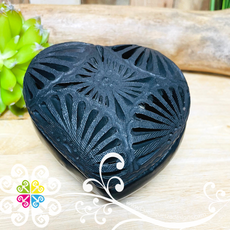 Large Heart Jewelry Box - Barro Negro Oaxaca