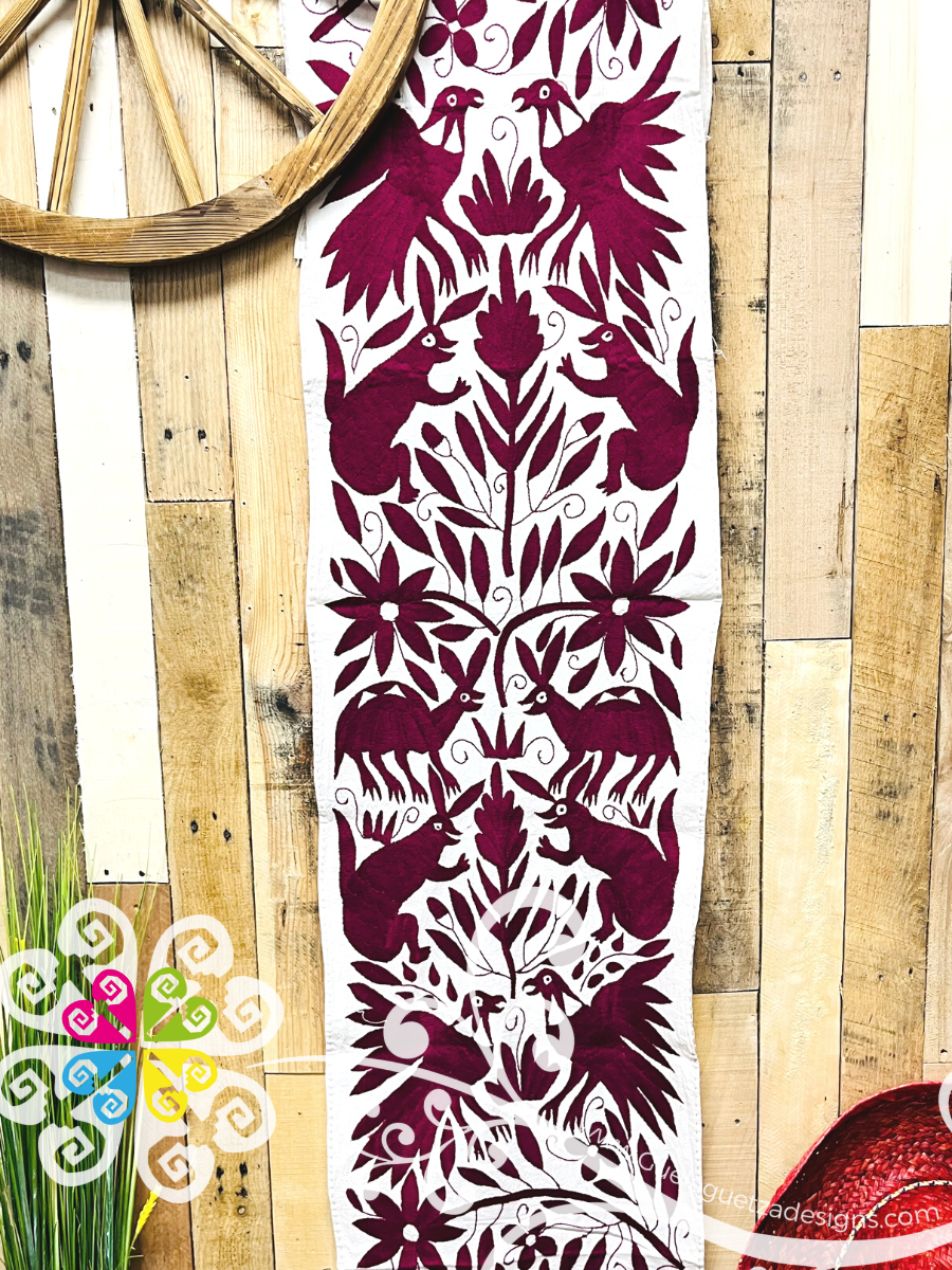 Magenta Large Solid Color Otomi Table Runner - Camino de Tenango