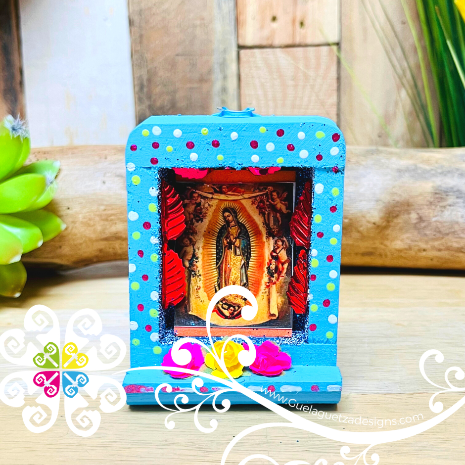 Miniature Virgencita Shadow Box - Cajita Decorativa