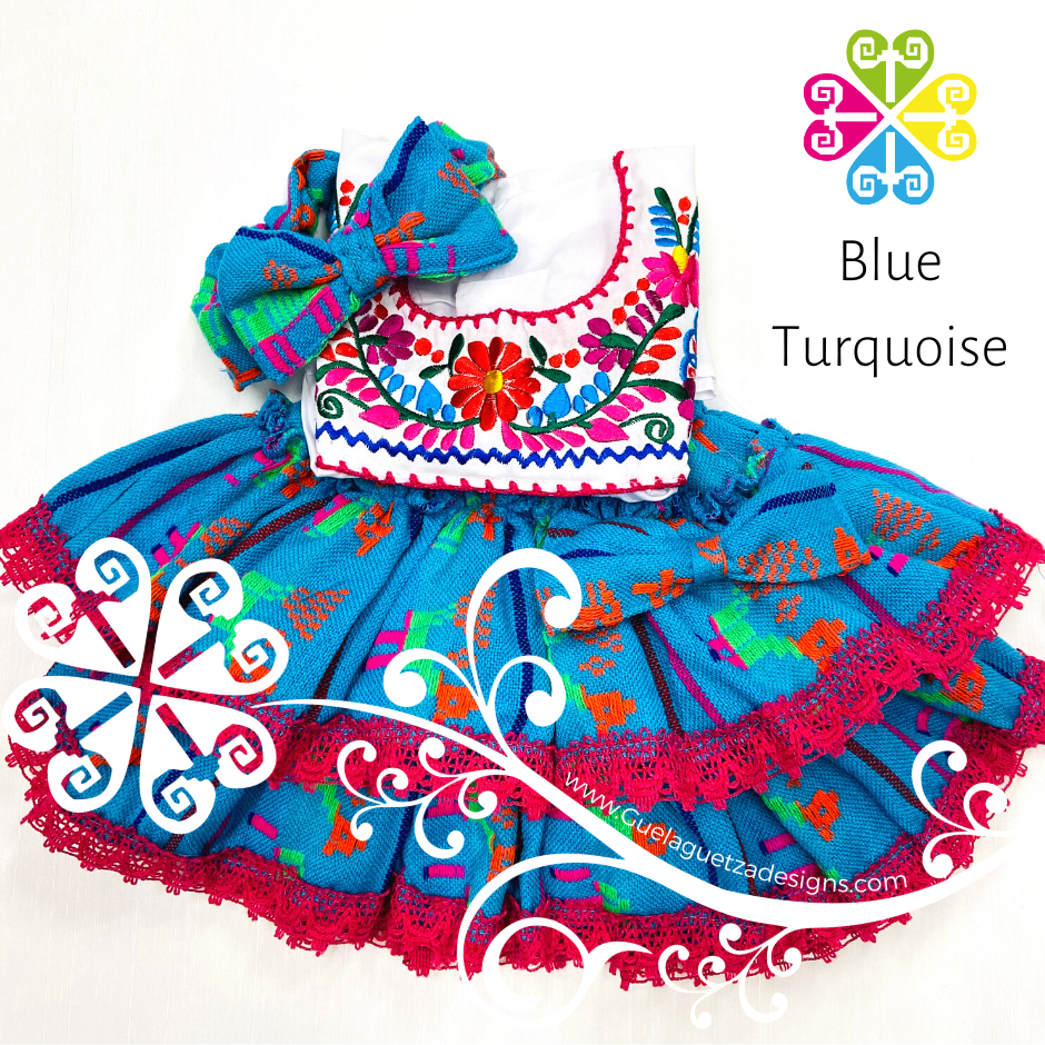 Blue Turquoise Primavera Girl Set - Mexican Children Outfit