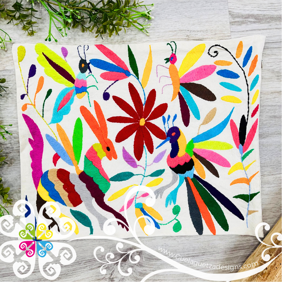 Natural Multicolor Otomi Decorative Pillow Cases - With Zipper