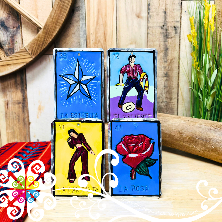 Set of 4 Hojalata Loteria Cards - Mexican Decor