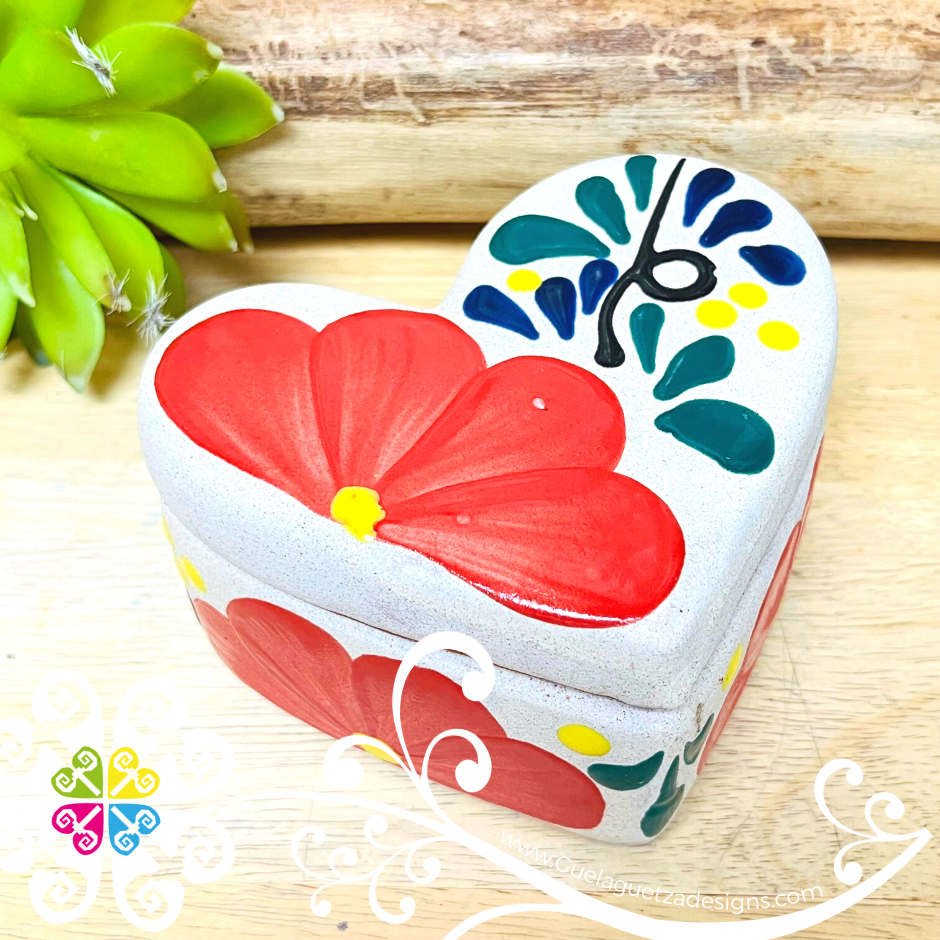 Flower Heart Clay Box - Jewelry Box - Alajero Corazon