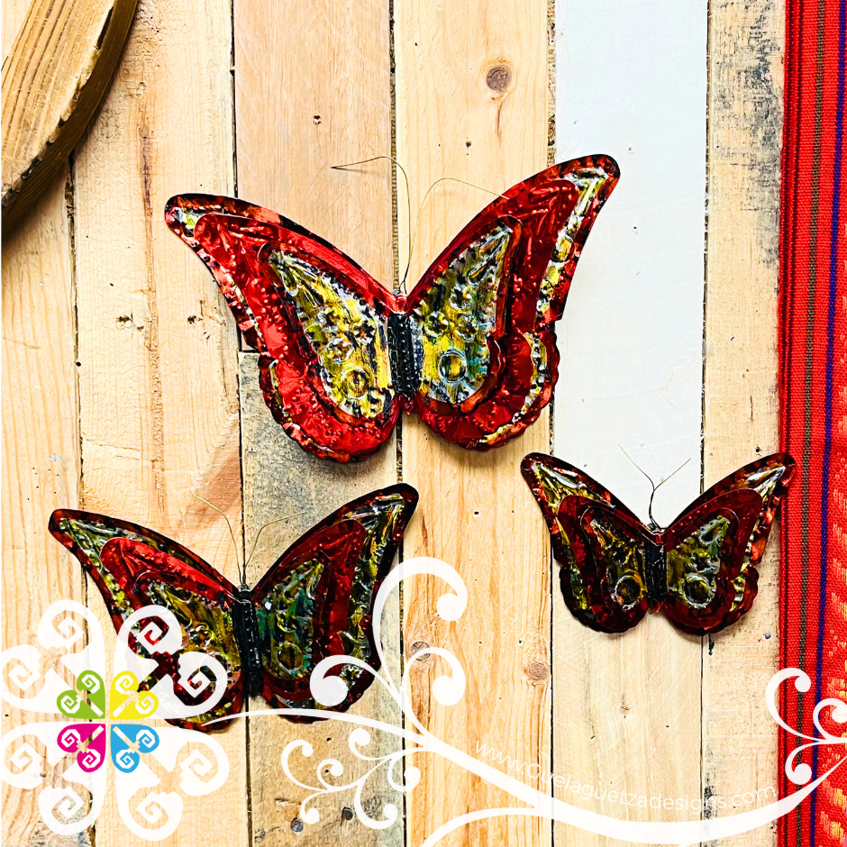 Set of 3 Butterfly - Hojalata Wall Decor