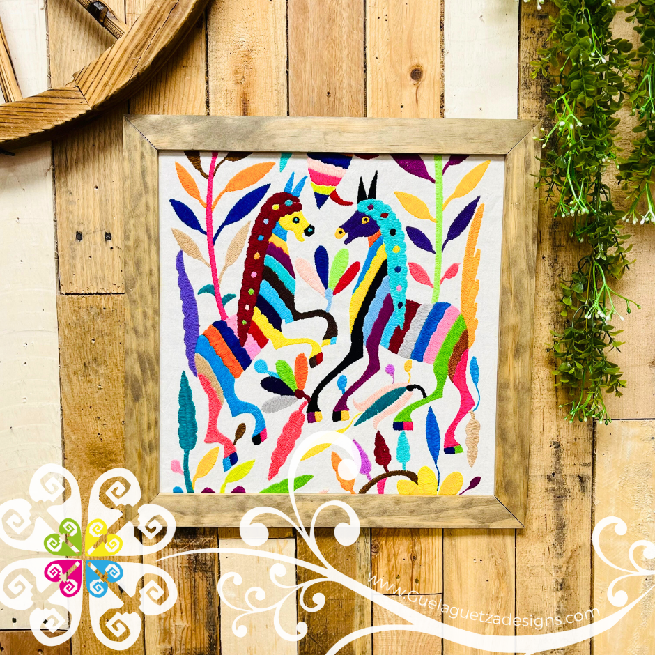 Medium Square Embroidered Otomi Frame - Wall Art