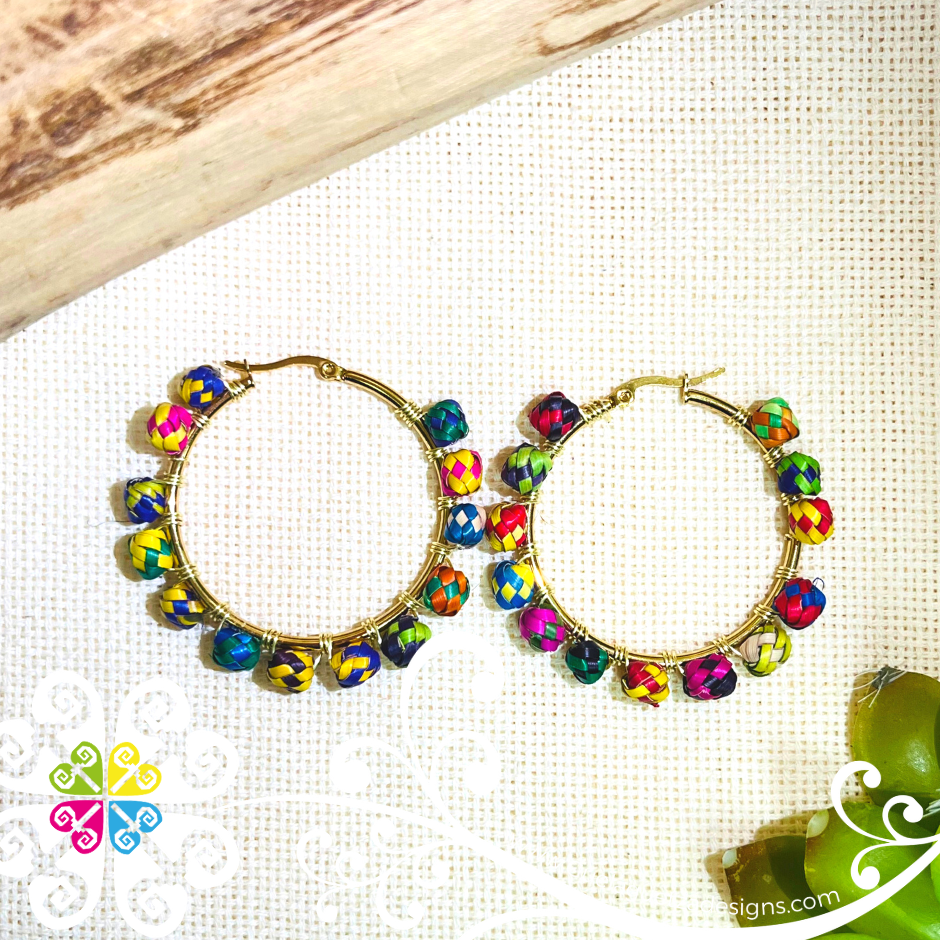 Round Palm Bead Hoops - Palm Earrings