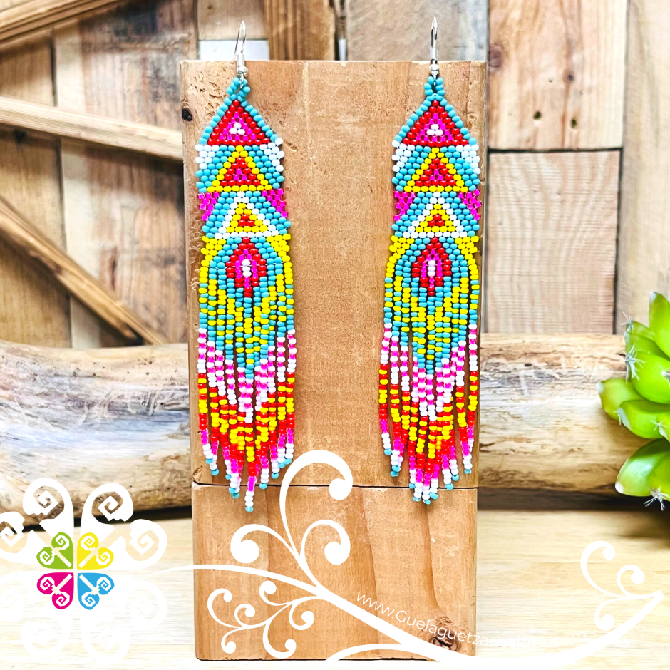 Long Triangle Beaded Earrings