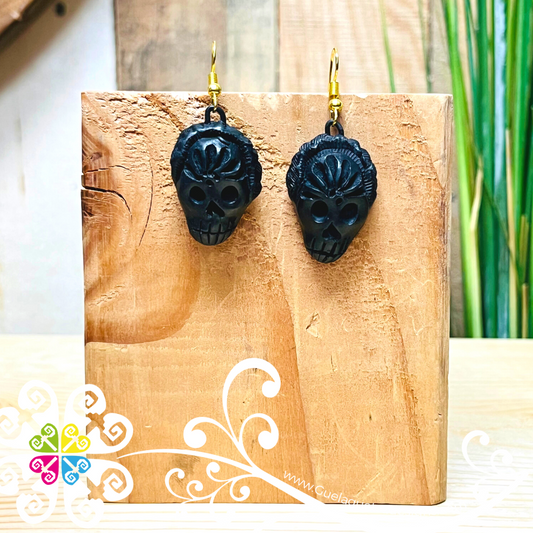 Frida Head - Black Clay Earrings