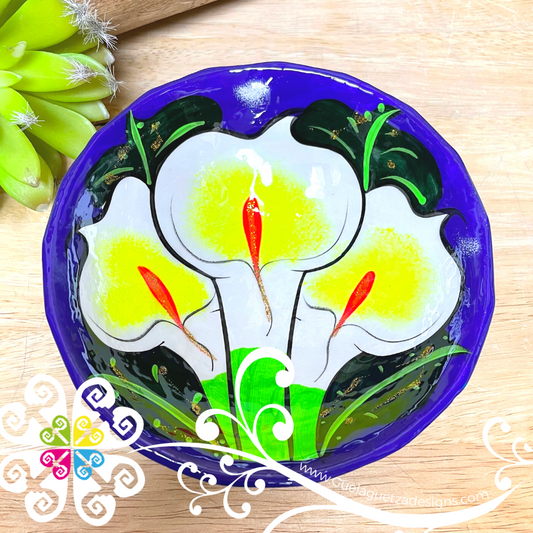 Purple Guerrero Hand Painted Salsa Bowl - Salcero De Barro