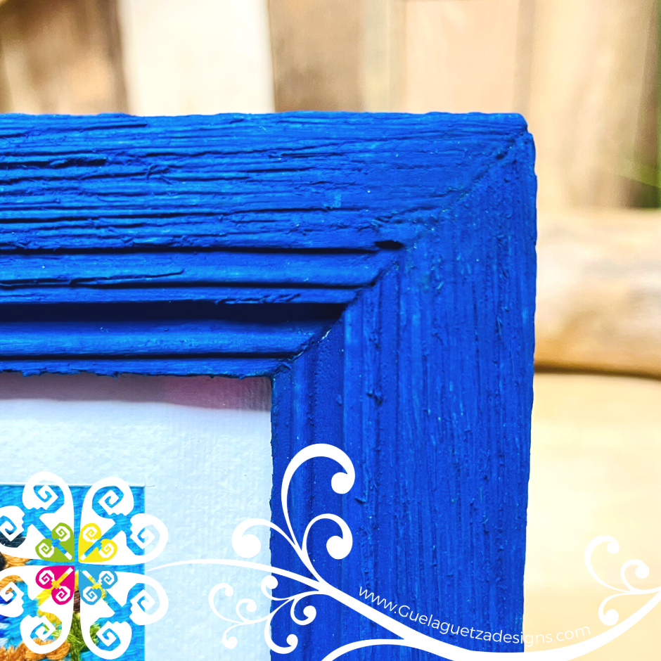 Royal Blue Culturas Bordadas - Embroidered Wood Frame