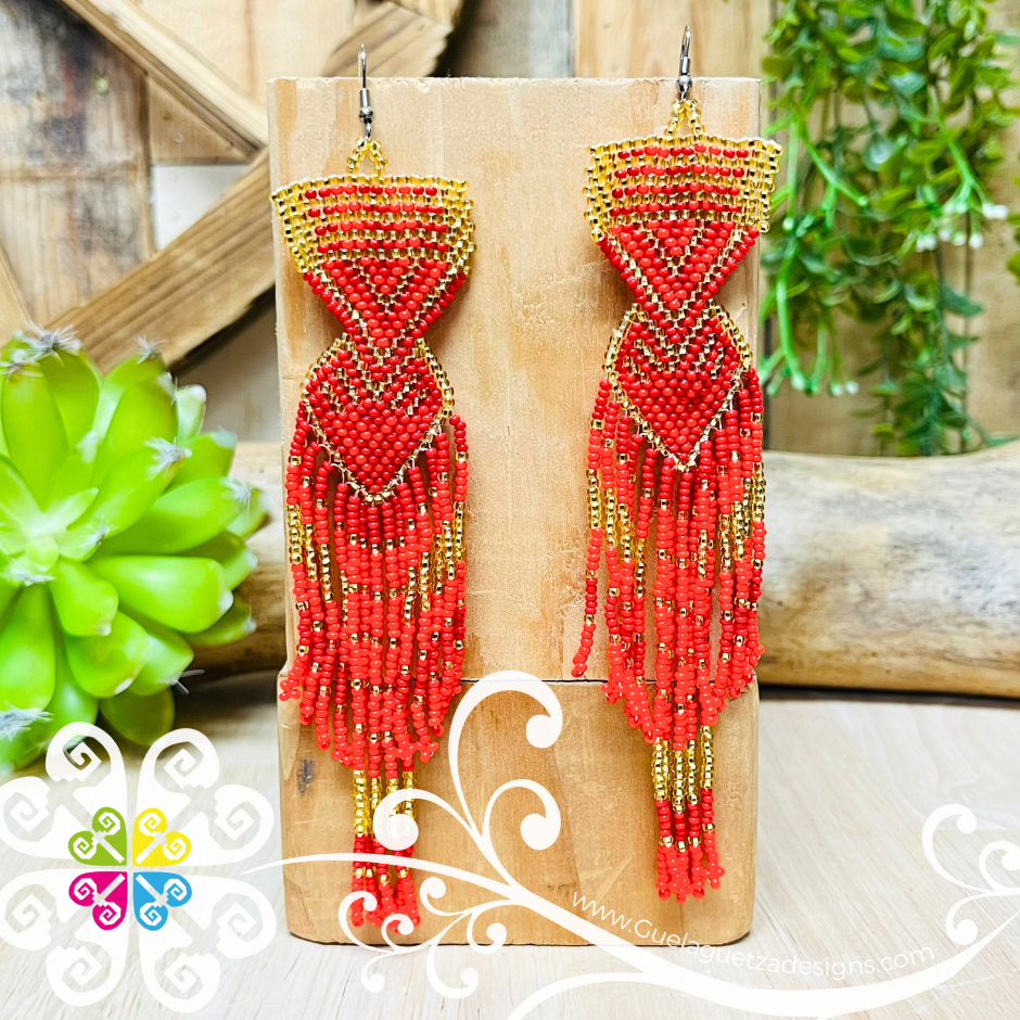 Long Penacho Beaded Earrings