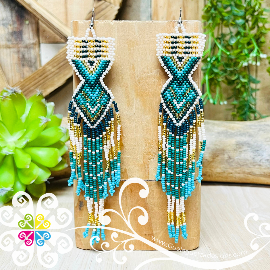 Long Penacho Beaded Earrings