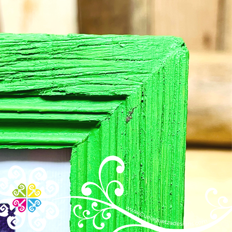 Green Culturas Bordadas - Embroidered Wood Frame