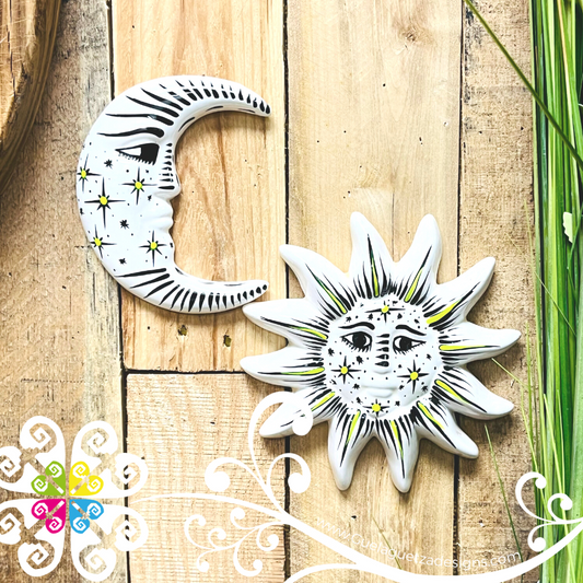 Small White Sun & Moon Set - Wall Decor