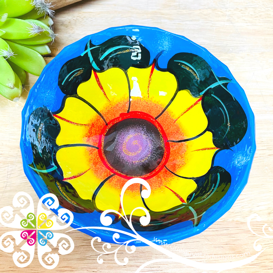 Blue Guerrero Hand Painted Salsa Bowl - Salcero De Barro