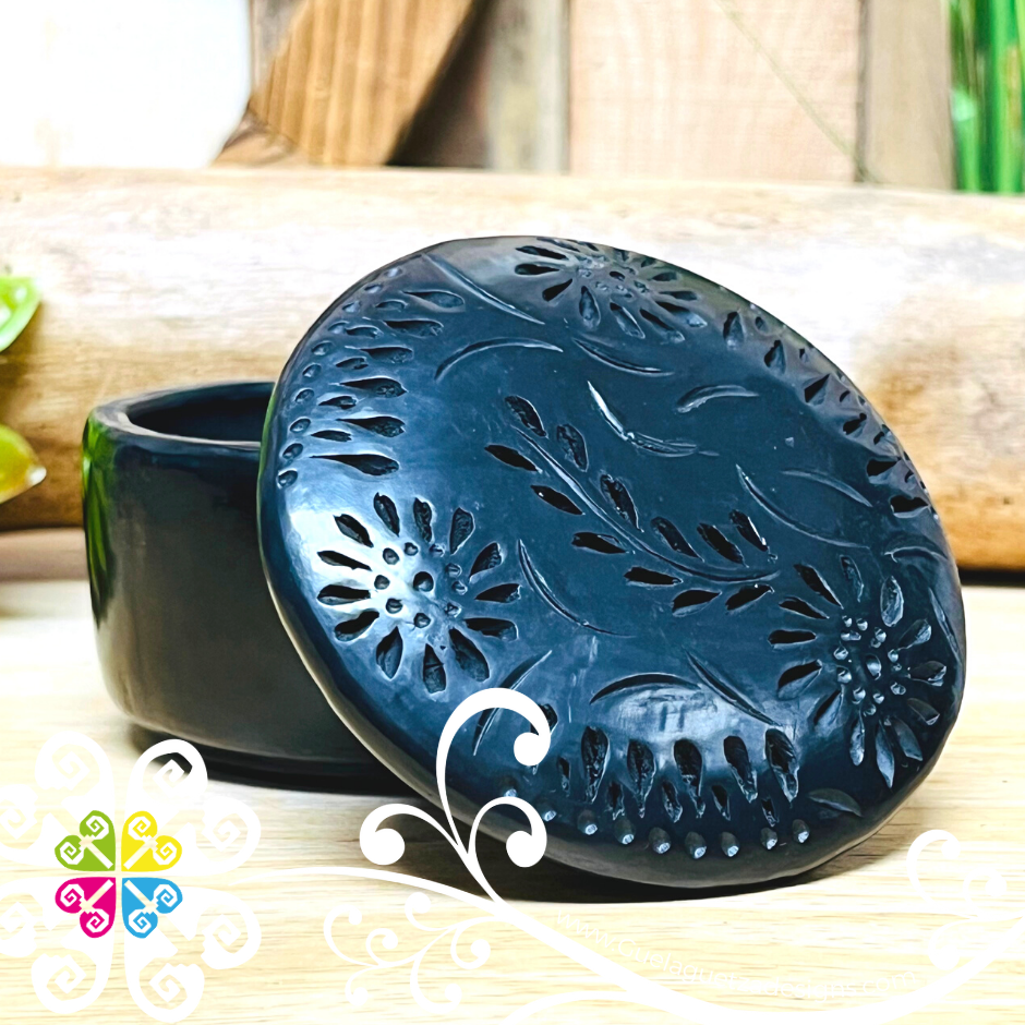 Medium Tambor Jewelry Box - Barro Negro Oaxaca