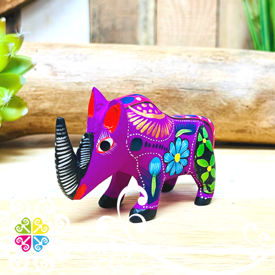 Small Rhinoceros Alebrije - Handcarve Wood Decoration Figure