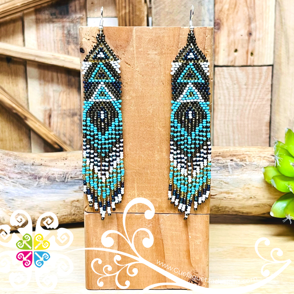 Long Triangle Beaded Earrings