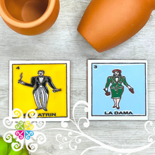 La Dama & El Catrin - Mexican Loteria Coaster Tile Set