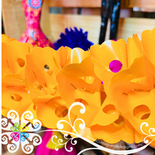 Small Orange Fiesta Decor - Worm Flower Banner - Day of the Dead Decor