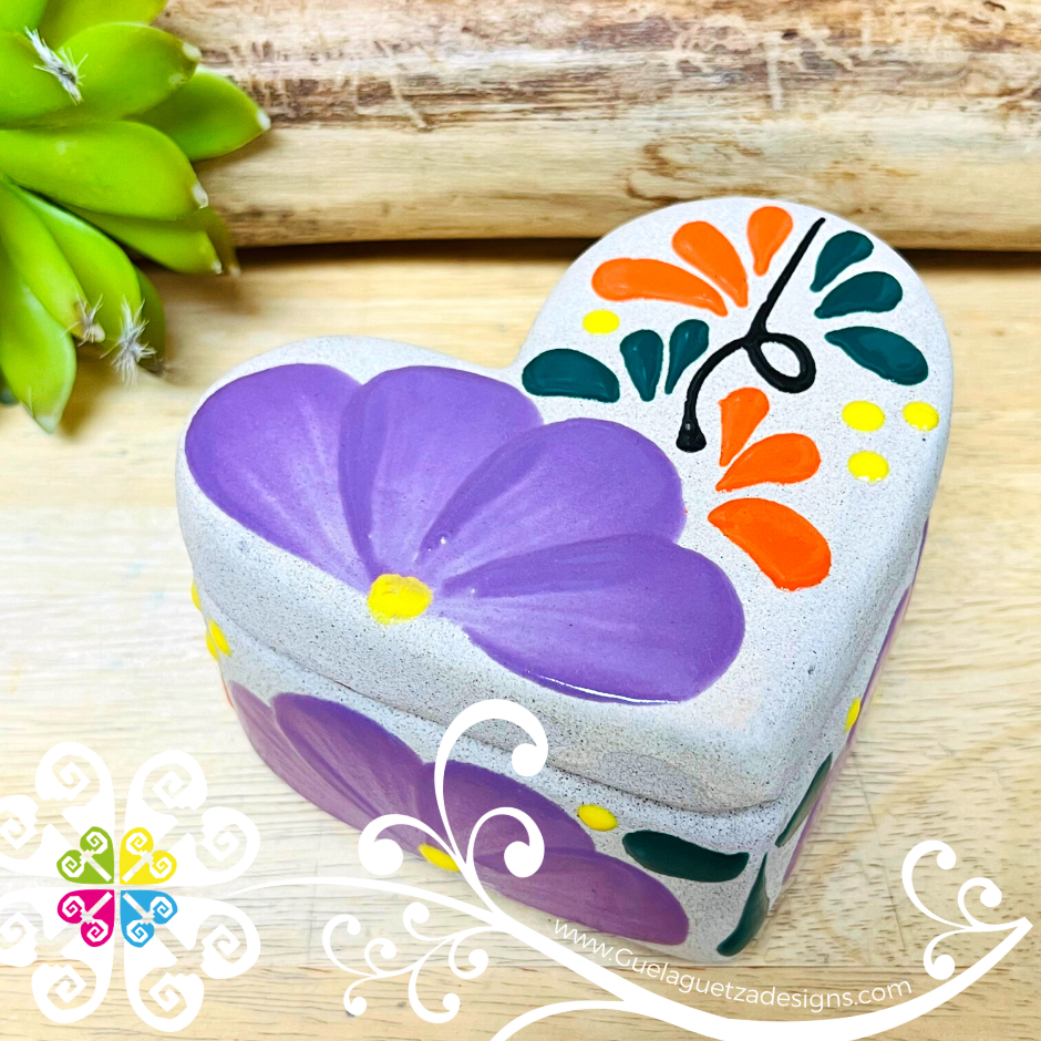 Flower Heart Clay Box - Jewelry Box - Alajero Corazon