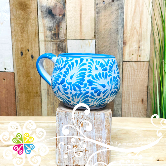 Large Light Blue Talavera Chocolatera Mug - Single Talavera Mug