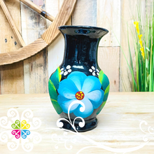 Small Black Clay Handpainted Vase - Barro Negro Oaxaca