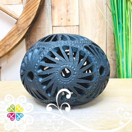 Medium Circular Candle Holder - Barro Negro Oaxaca