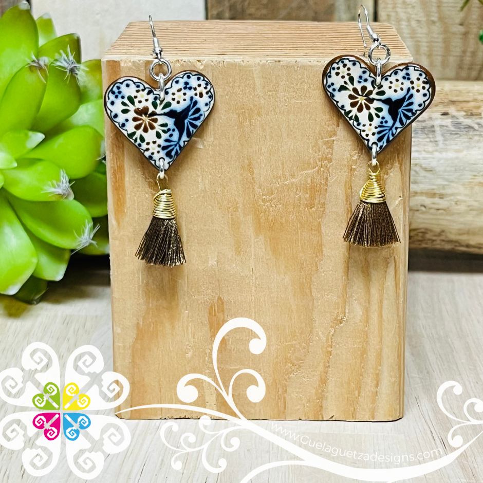 Corazon Colibri Earrings - Aretes Barro Alta Temperatura